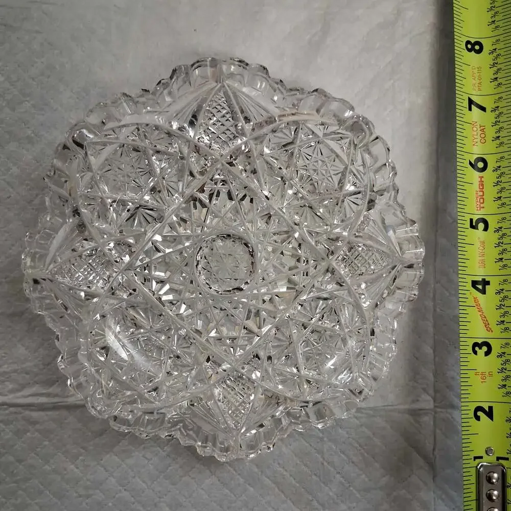 Vintage American Brilliant Period Cut Crystal Star of David Nappy Candy Nut Dish